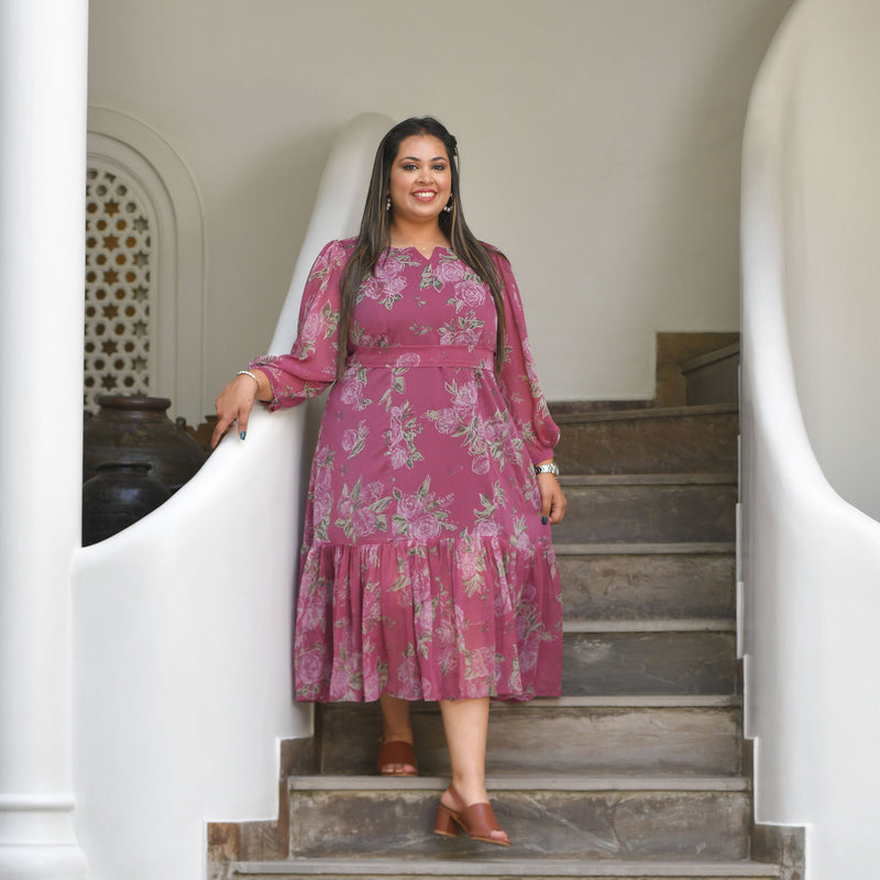 Turkish Rose Chiffon Aline Dress