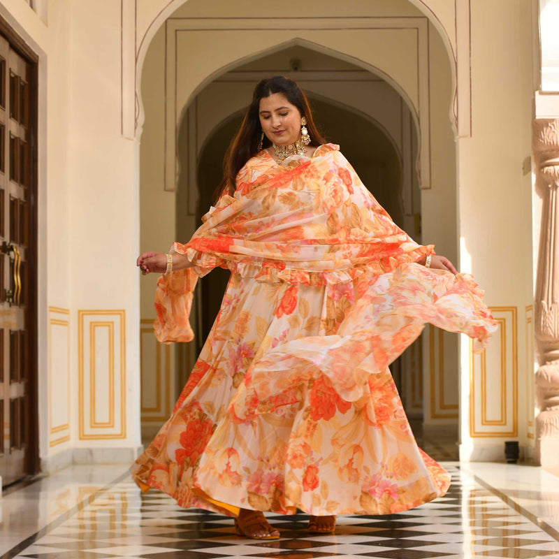 Coral Amber Floral Dress