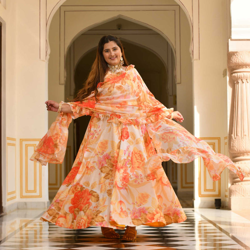 Coral Amber Floral Dress
