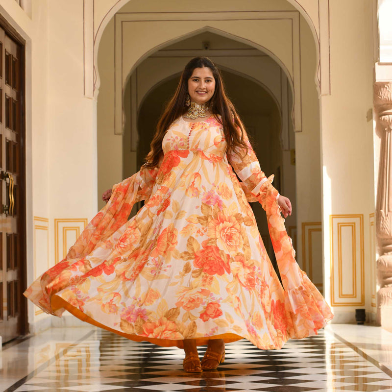 Coral Amber Floral Dress