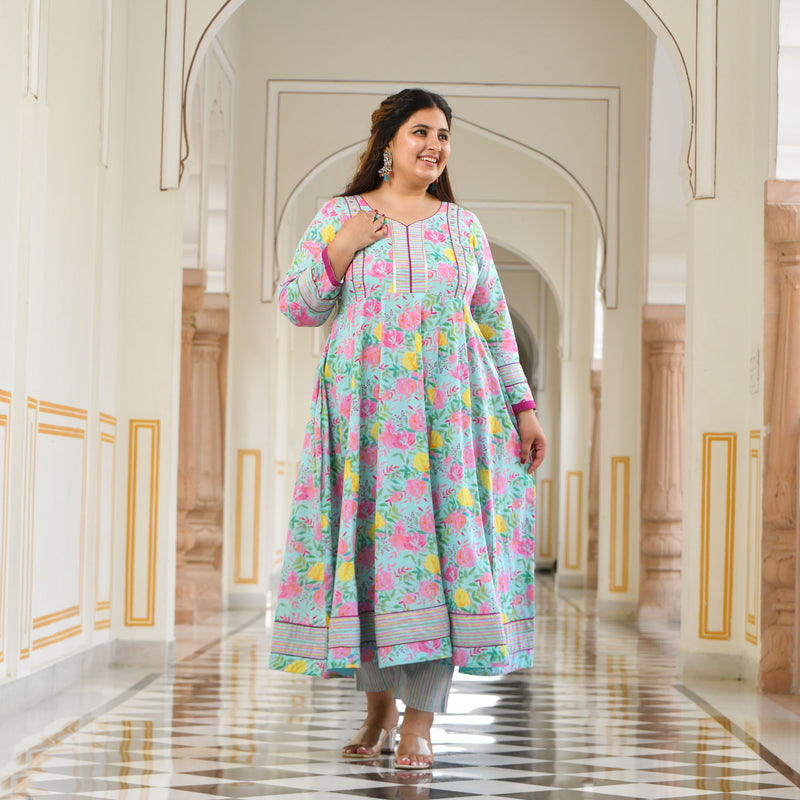 Whispers Of Bloom Floral Cotton Anarkali