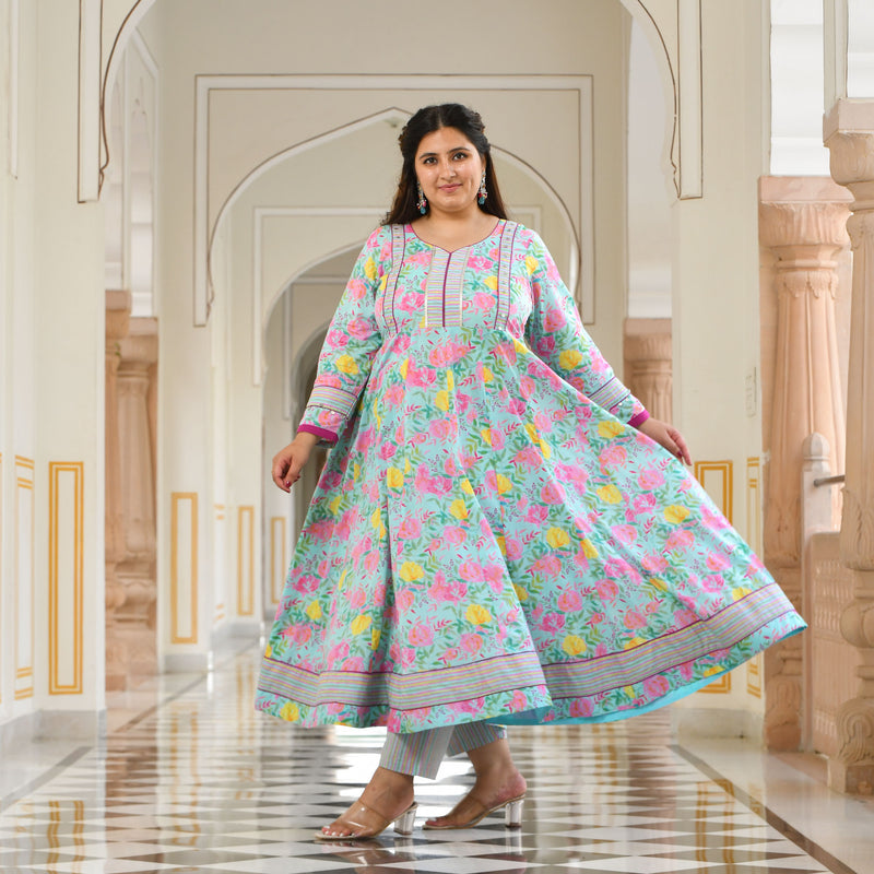 Whispers Of Bloom Floral Cotton Anarkali