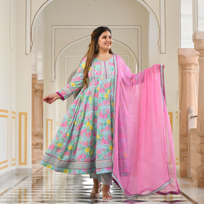 Whispers Of Bloom Floral Cotton Anarkali