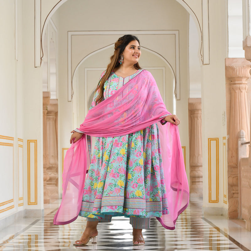 Whispers Of Bloom Floral Cotton Anarkali