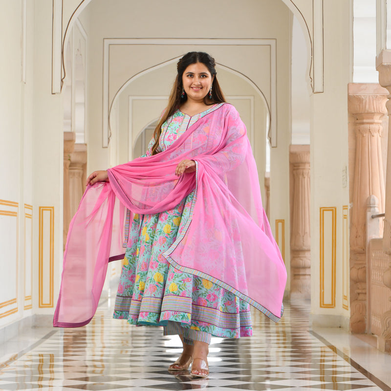 Whispers Of Bloom Floral Cotton Anarkali