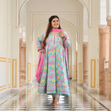 Whispers Of Bloom Floral Cotton Anarkali Set