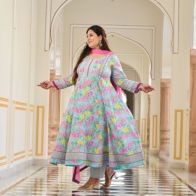 Whispers Of Bloom Floral Cotton Anarkali