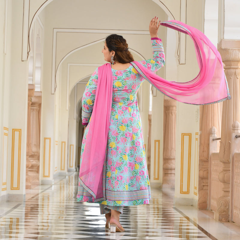 Whispers Of Bloom Floral Cotton Anarkali