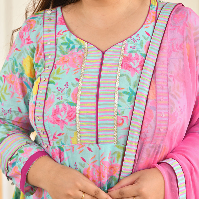 Whispers Of Bloom Floral Cotton Anarkali