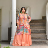 Pearl Peach Bloom Floral Skirt Co-Ord Set