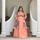 Pearl Peach Bloom Floral Skirt Co-Ord Set