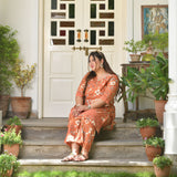 Peachy Floral Crush Chikankari Co-ord Set