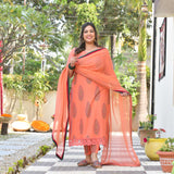 Sun-Kissed Peach Butta Chikan Laced Suit Set