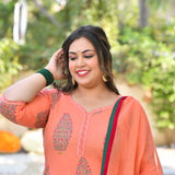 Sun-Kissed Peach Butta Chikan Laced Suit Set