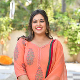 Sun-Kissed Peach Butta Chikan Laced Suit Set