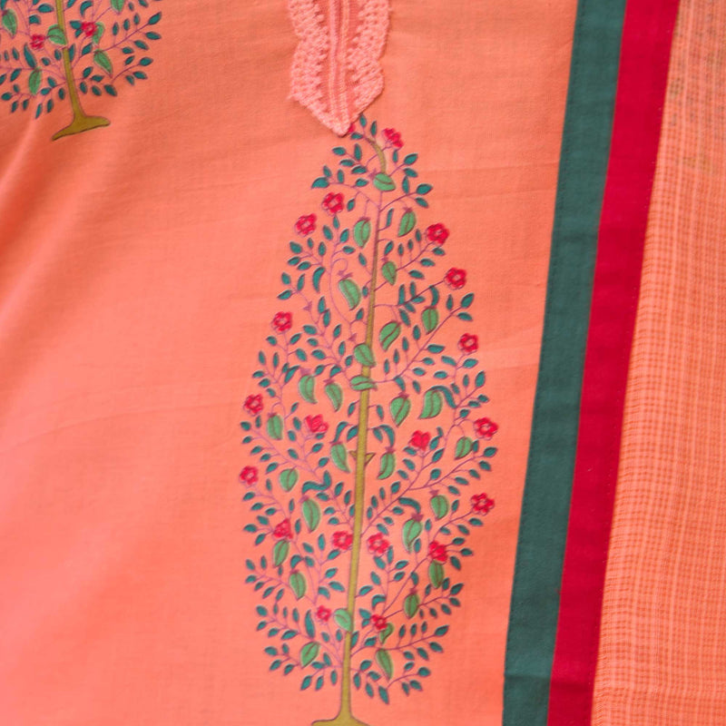 Sun-Kissed Peach Butta Chikan Laced Suit Set