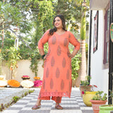 Sun-Kissed Peach Butta Chikan Laced Suit Set