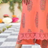 Sun-Kissed Peach Butta Chikan Laced Suit Set