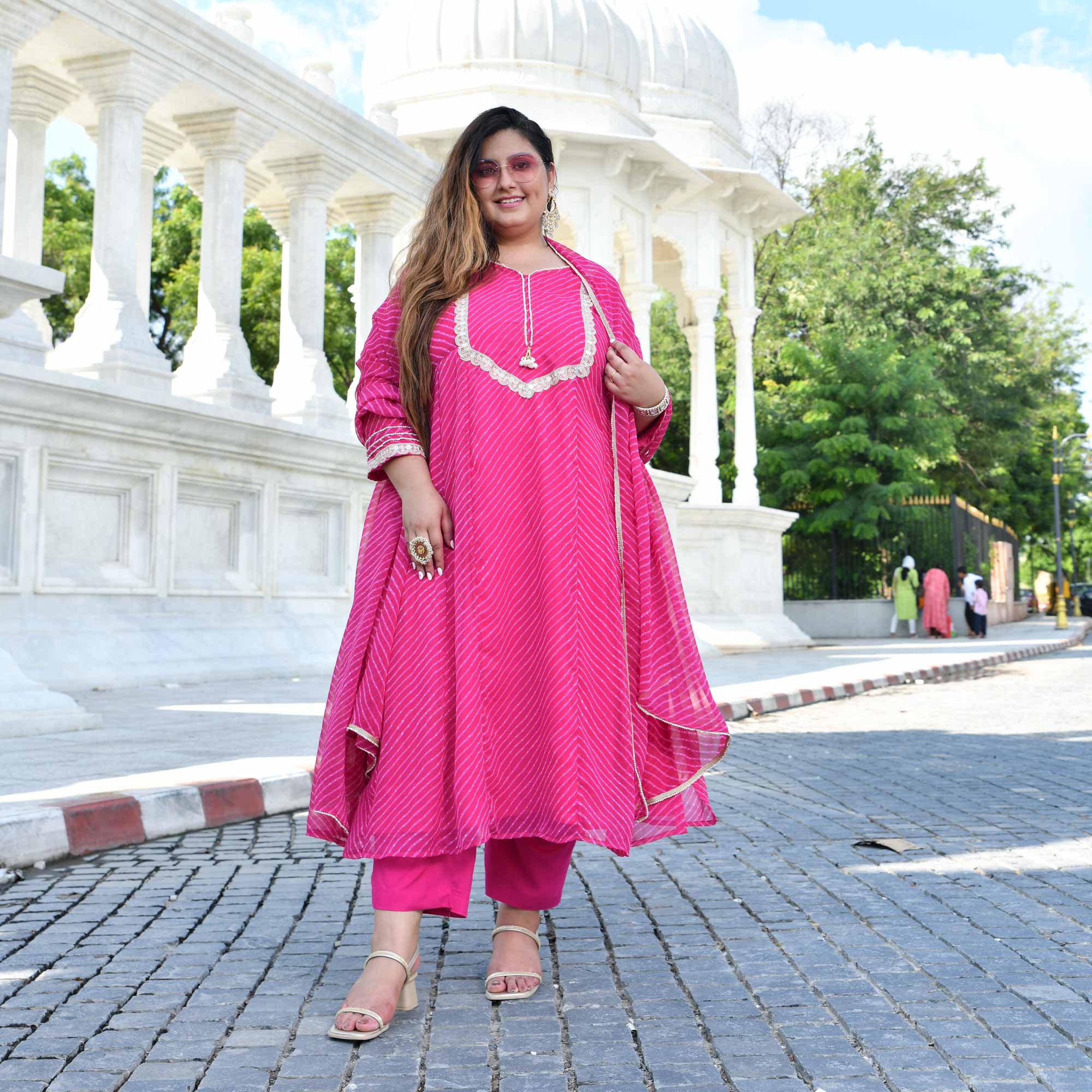 Jaipur Pink Mothra Georgette Aline Kali Kurta