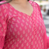 Gulaab Ki Rani Handblock Printed Chikankari Suit Set