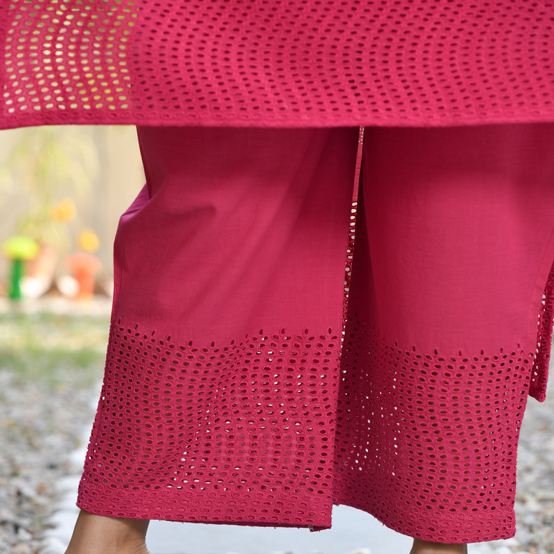Gulaab Ki Rani Handblock Printed Chikankari Suit Set