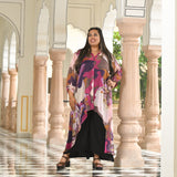 Brush Stroke Assymetrical Chiffon Co-Ord Set