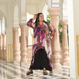Brush Stroke Assymetrical Chiffon Co-Ord Set