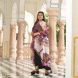 Brush Stroke Assymetrical Chiffon Co-Ord Set