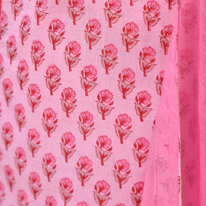 Peony Pink Floral Cotton Kurta