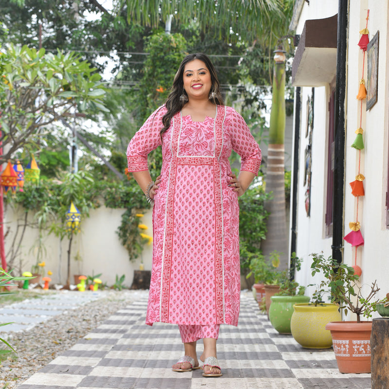 Peony Pink Floral Cotton Suit Set