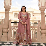 Misty Rose Metallic Sequin Embroidered Anarkali