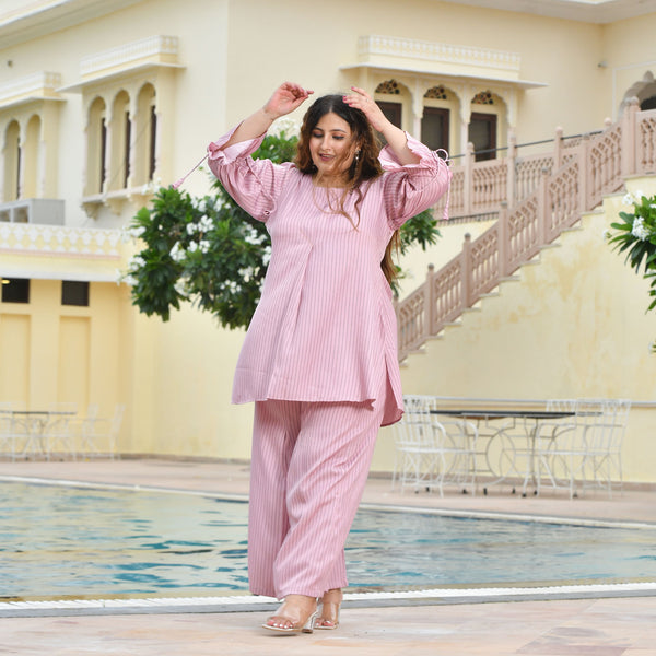 Petal Pink Striped Co-Ord Set