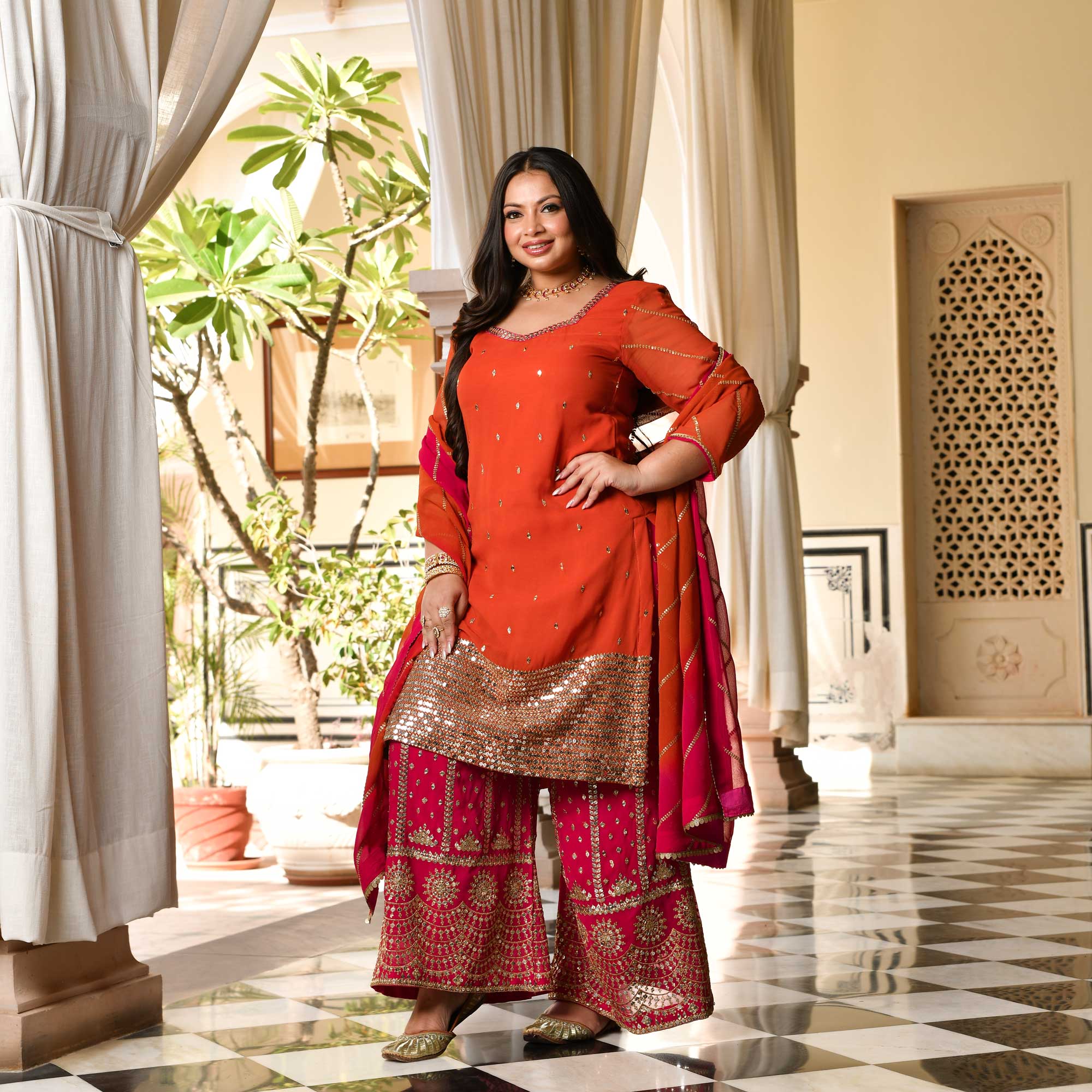 Women's Designer Printed Sharara Set with Dupatta - Urban Wardrobe –  UrbanWardrobe