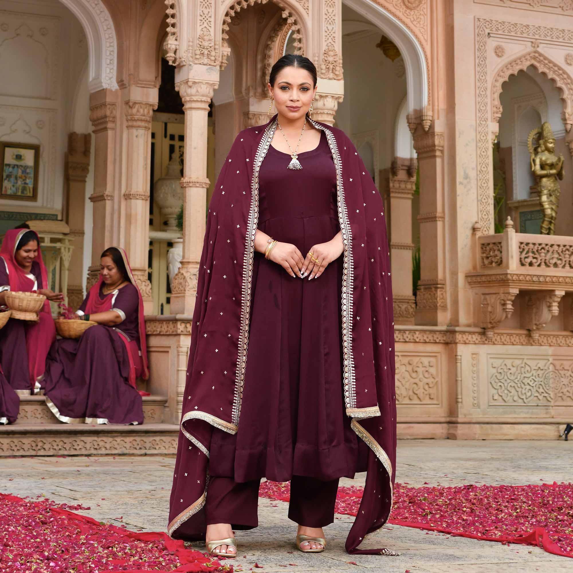 Merlot Bliss Sequin Emroidered Anarkali Set