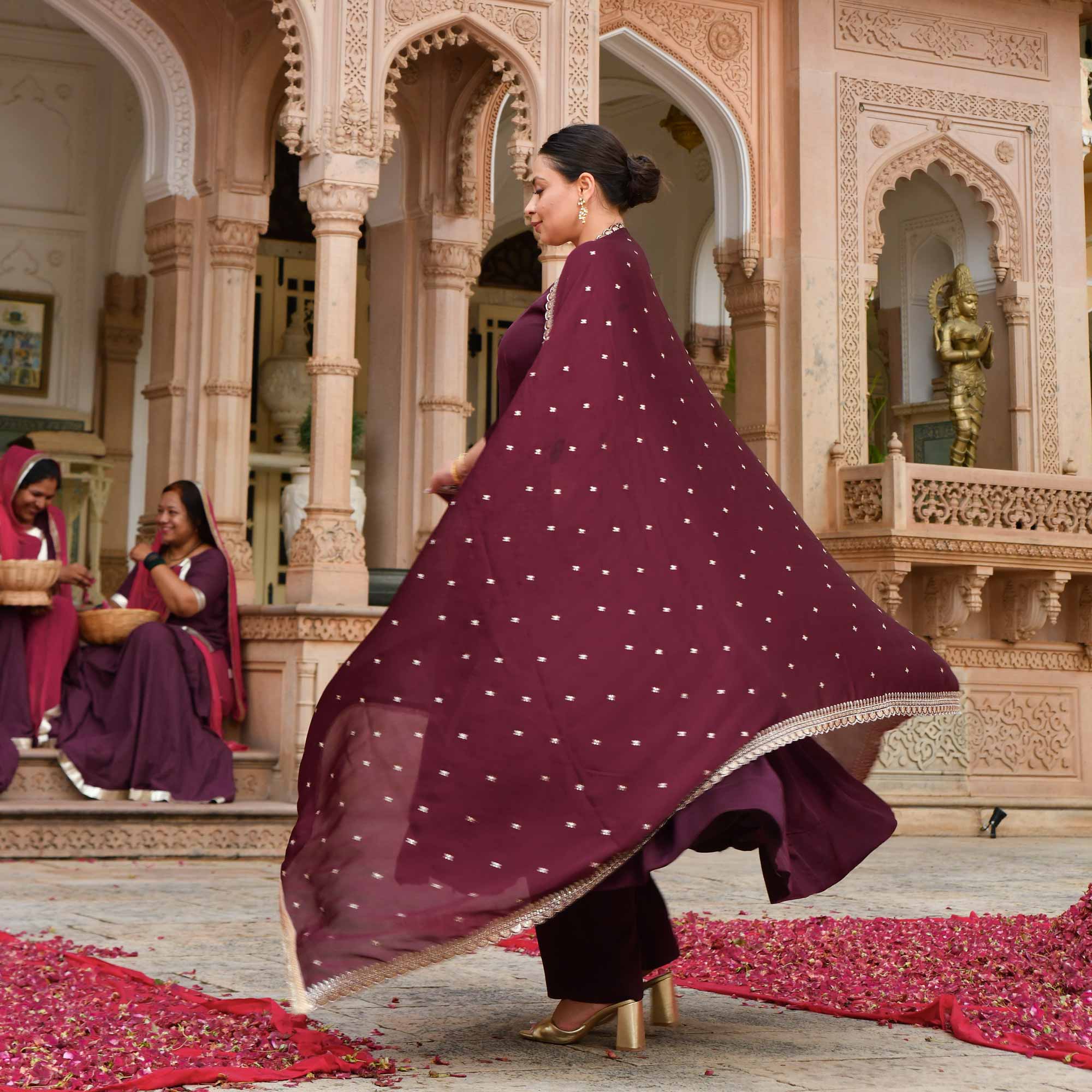 Merlot Bliss Sequin Emroidered Anarkali Set