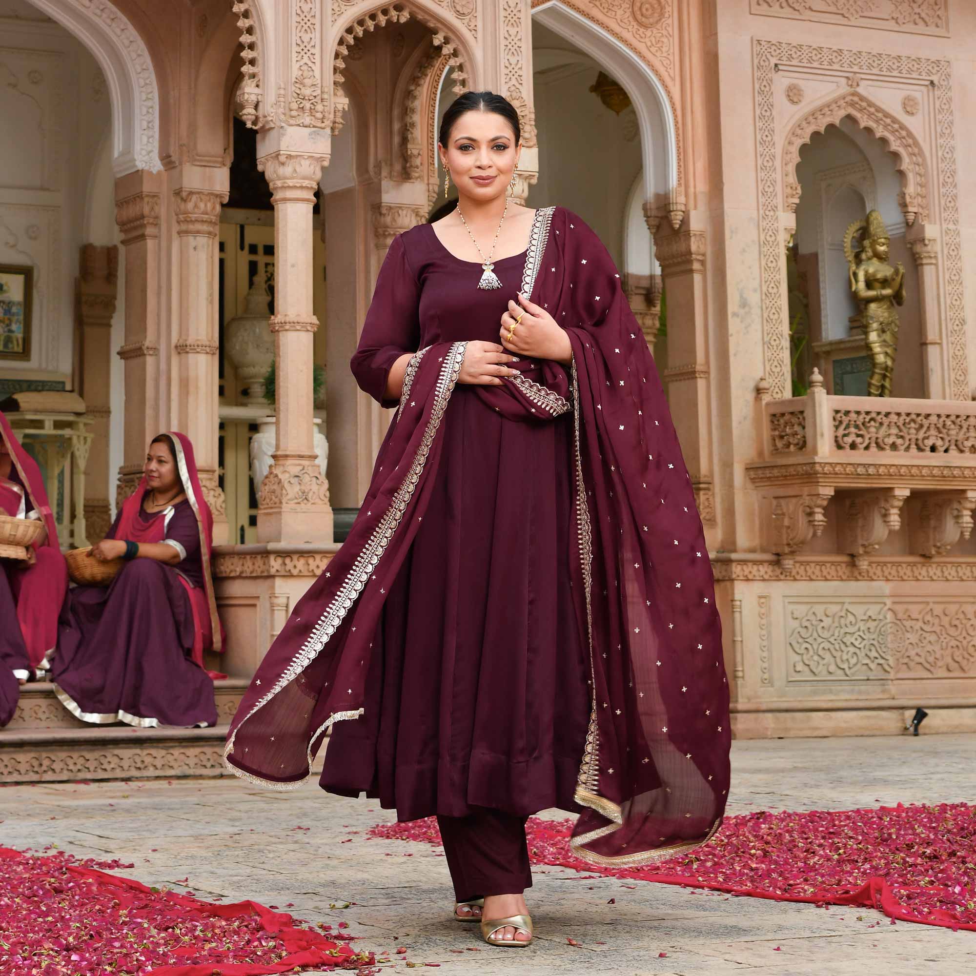 Merlot Bliss Sequin Emroidered Anarkali Set