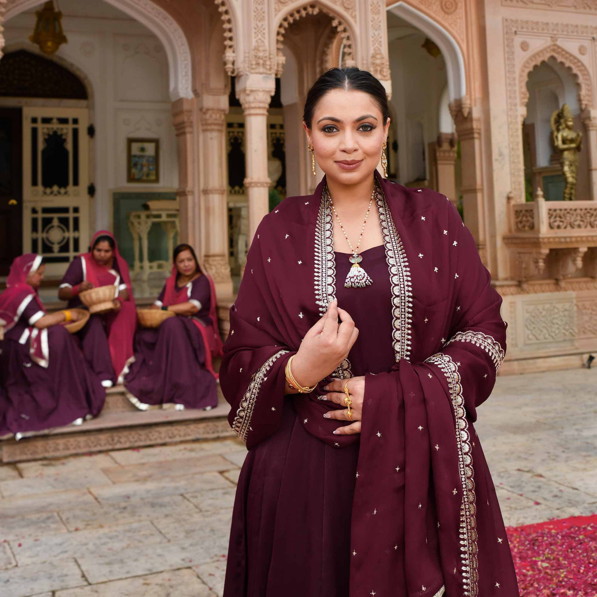 Merlot Bliss Sequin Emroidered Anarkali Set