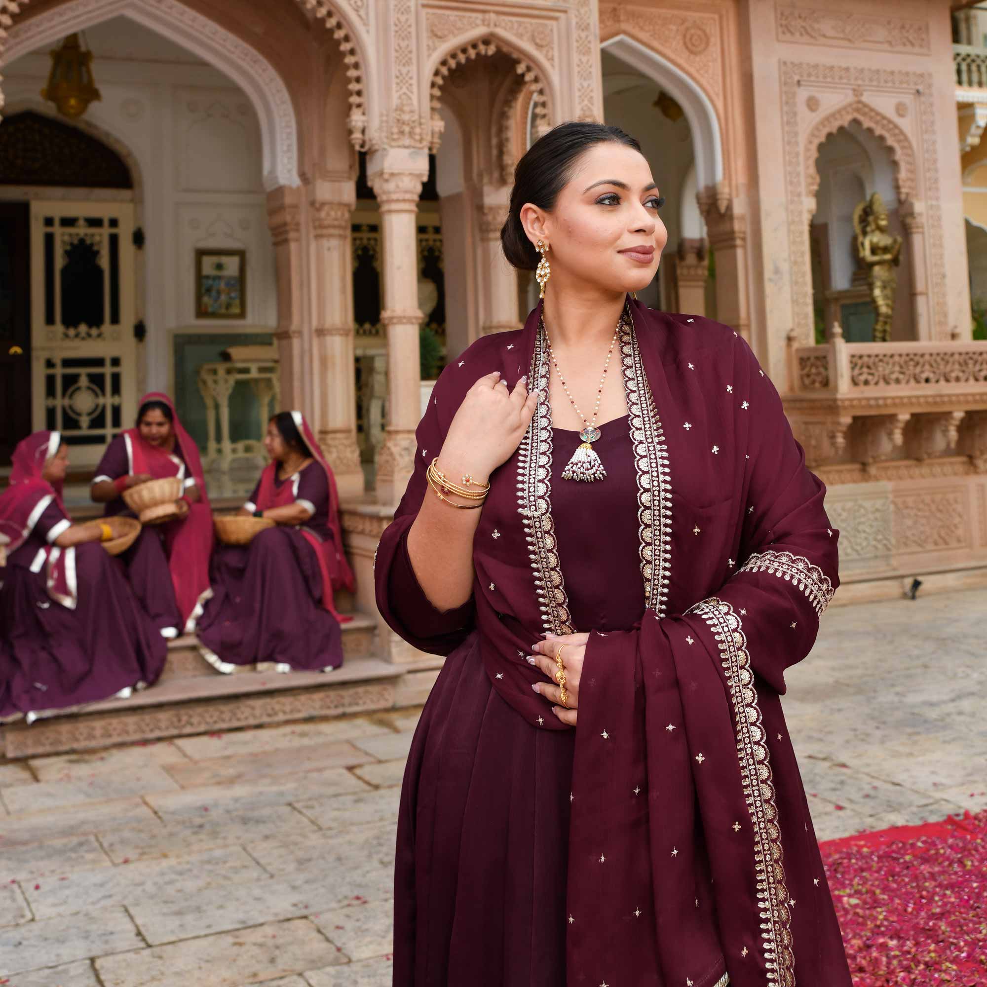 Merlot Bliss Sequin Emroidered Anarkali Set