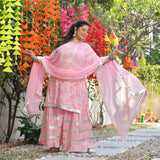 Pretty in Pink Floral Gota Sharara Set