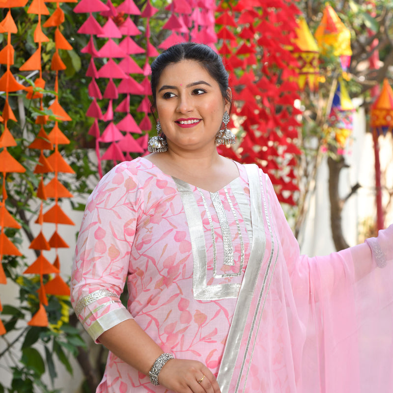 Pretty in Pink Floral Gota Sharara Set