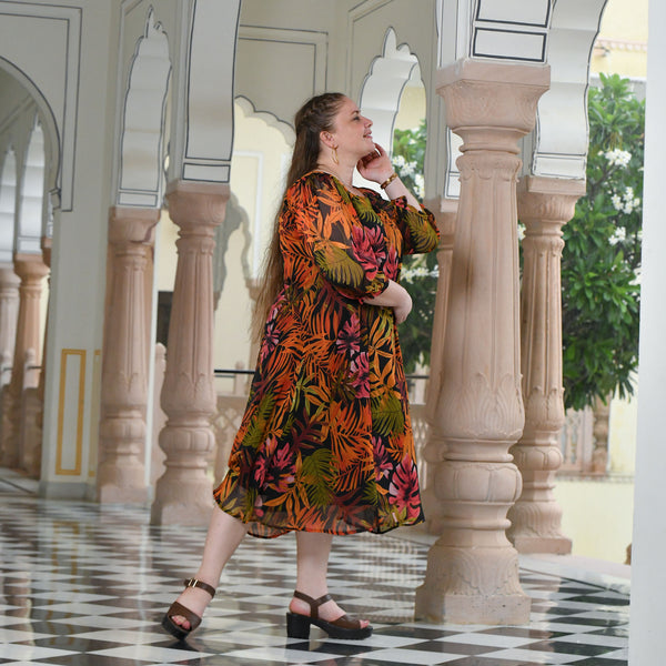 Sunset Palms Chiffon Aline Dress
