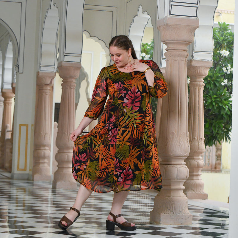 Sunset Palms Chiffon Aline Dress