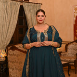 Teal & Dazzle Scalloped Sequin Anarkali