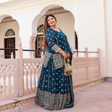 Prussian Blue Elegance Sequin Georgette Lehenga Set
