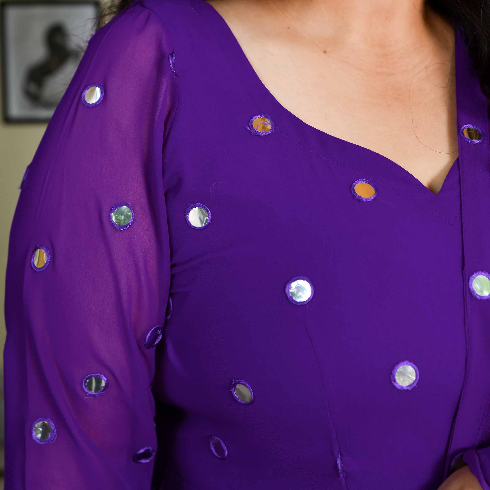 Majestic Purple Radiance Georgette Embroidered Anarkali Set