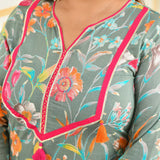 Sage Green Floral Tassel Co-ord set