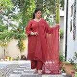 Anaar Sa Meetha Handblock Printed Chikankari Suit Set