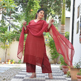 Anaar Sa Meetha Handblock Printed Chikankari Suit Set
