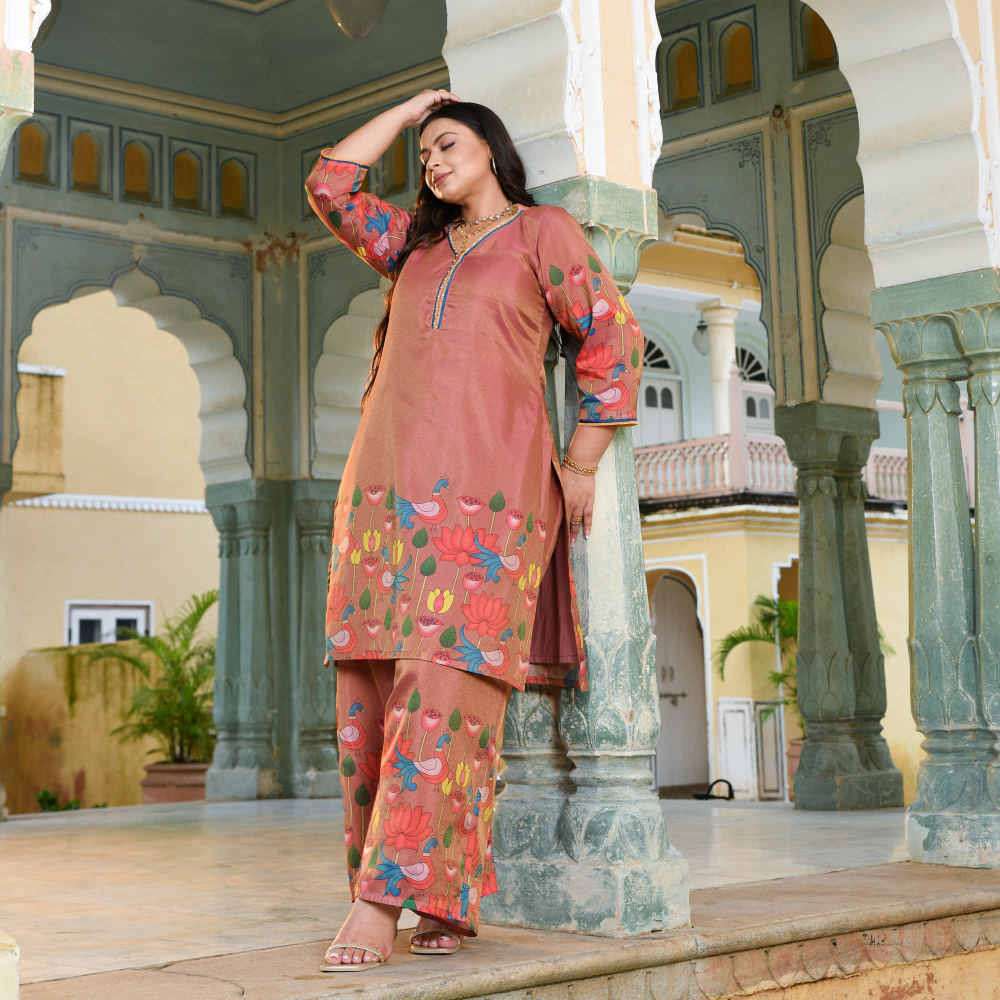 Radha Ras- Onion Tissue Silk Pichwai Printed Co-ord Set