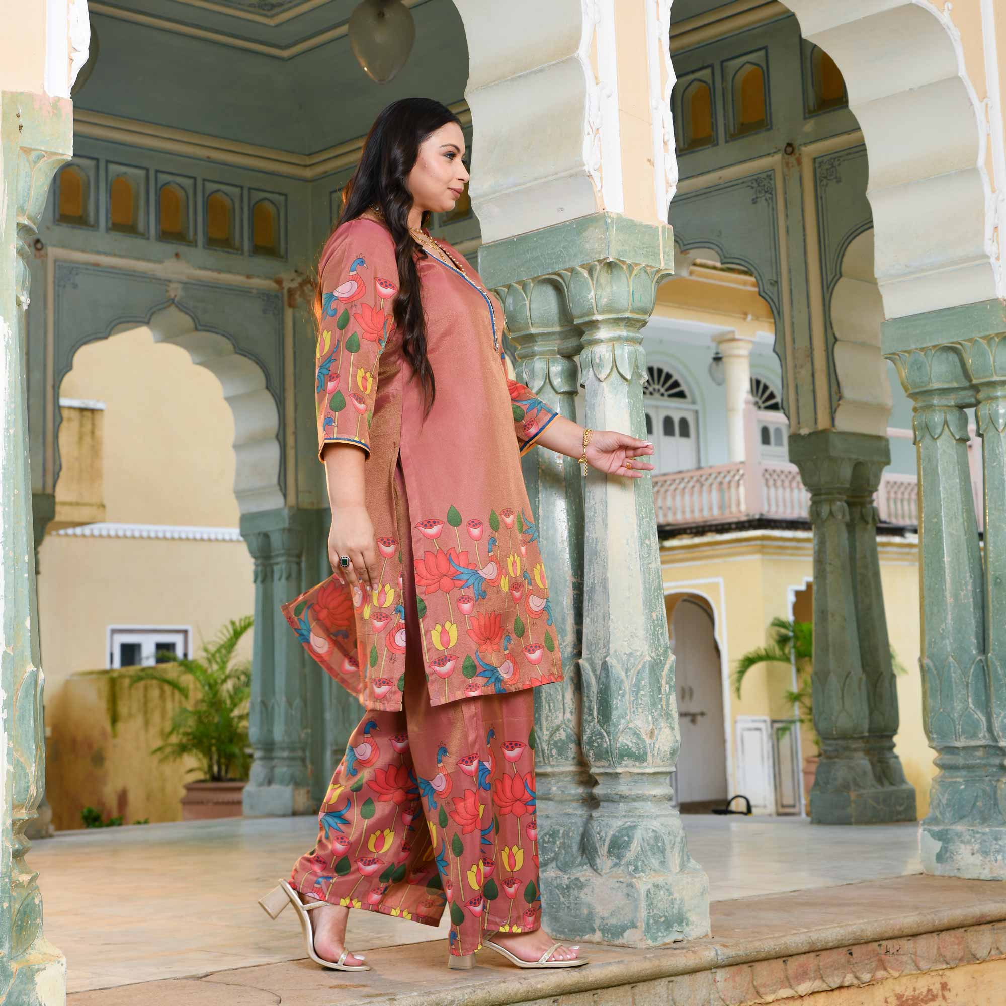 Radha Ras- Onion Tissue Silk Pichwai Printed Co-ord Set